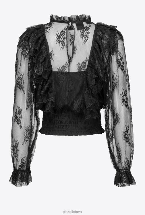 palaidinės | DH06P308 karpyta nėriniuota palaidinė Pinko limuzinas juodas