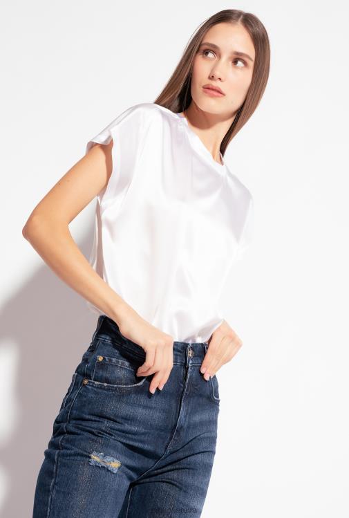 palaidinės | DH06P315 tamprus satino viršus Pinko ryškiai balta