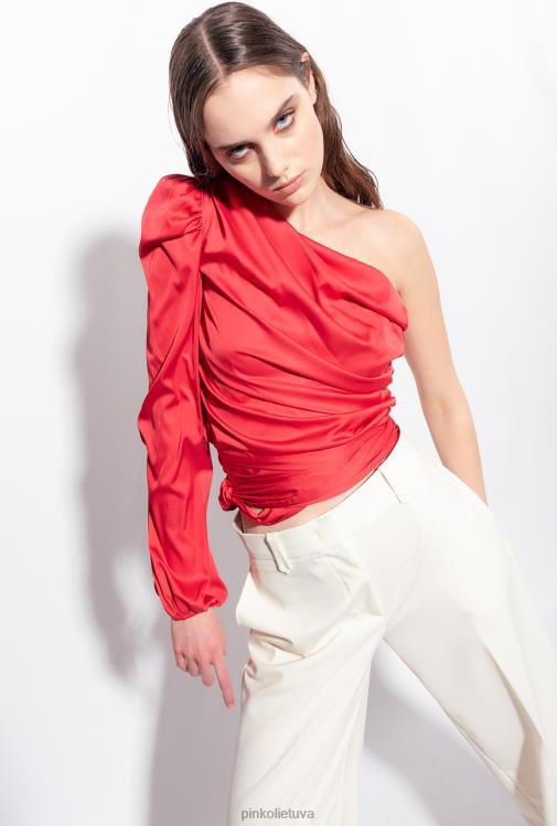 viršuje | DH06P246 satino viršutinė dalis ant vieno peties Pinko čili raudona