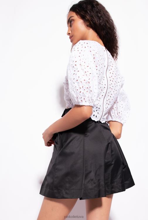 viršuje | DH06P290 medvilninis kirpimas su broderie anglaise Pinko ryškiai balta