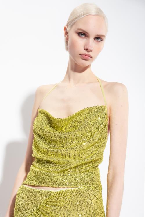 viršuje | DH06P321 blizgučiais atvira viršutinė dalis Pinko žalia - solfatara