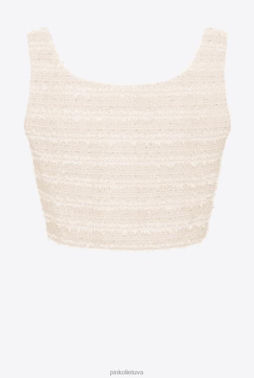 viršuje | DH06P322 raštuotas tvido crop top Pinko rožinis dūmas baltas