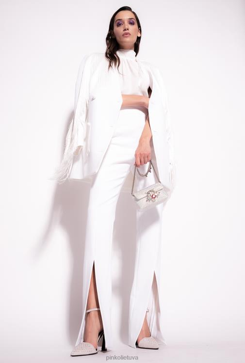 viršuje | DH06P324 Žoržeto viršus su apykakle Pinko beveik baltas