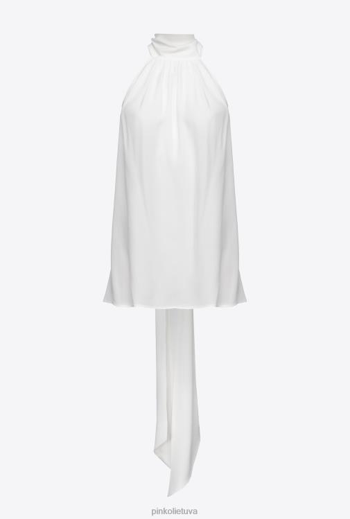 viršuje | DH06P324 Žoržeto viršus su apykakle Pinko beveik baltas