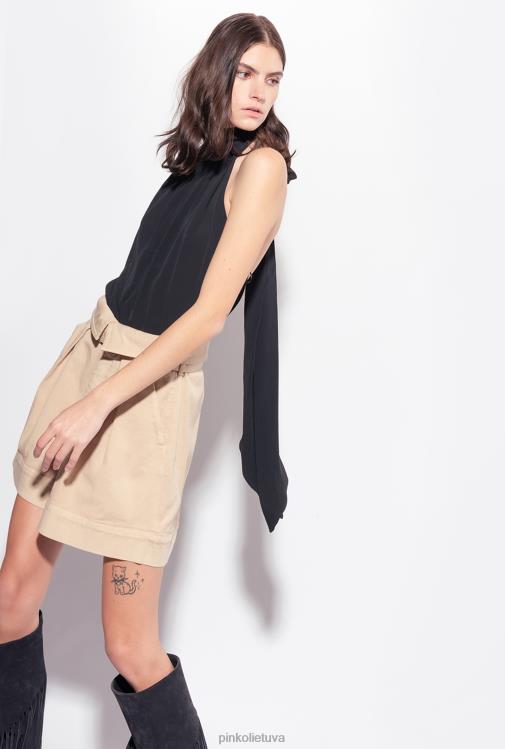 viršuje | DH06P325 Žoržeto viršus su apykakle Pinko limuzinas juodas