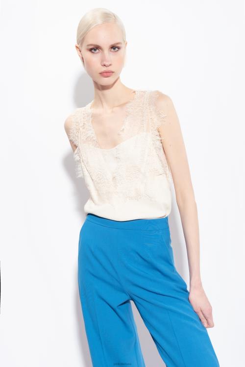 viršuje | DH06P326 žakardo logotipo viršus su nėriniais Pinko rožinis dūmas baltas