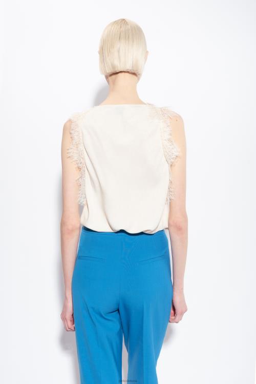 viršuje | DH06P326 žakardo logotipo viršus su nėriniais Pinko rožinis dūmas baltas