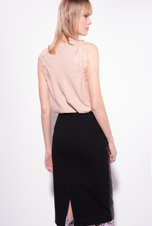 viršuje | DH06P327 žakardo logotipo viršus su nėriniais Pinko nuogas – rožė