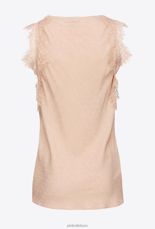 viršuje | DH06P327 žakardo logotipo viršus su nėriniais Pinko nuogas – rožė