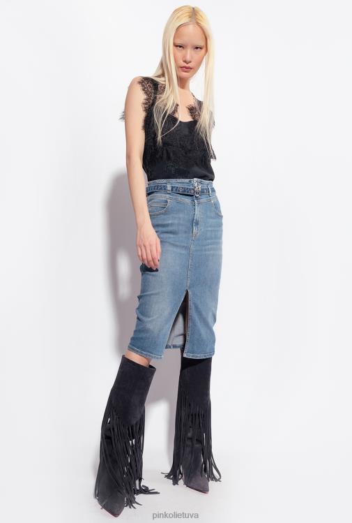 viršuje | DH06P328 žakardo logotipo viršus su nėriniais Pinko limuzinas juodas