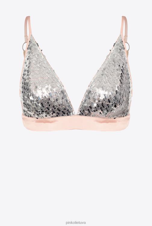 viršuje | DH06P337 pilnai blizgučiais puošta liemenėlė Pinko sidabras/nuogas