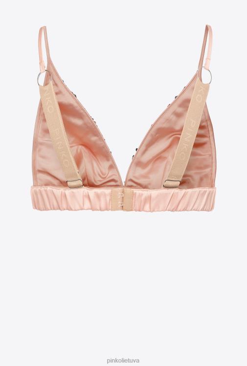 viršuje | DH06P337 pilnai blizgučiais puošta liemenėlė Pinko sidabras/nuogas