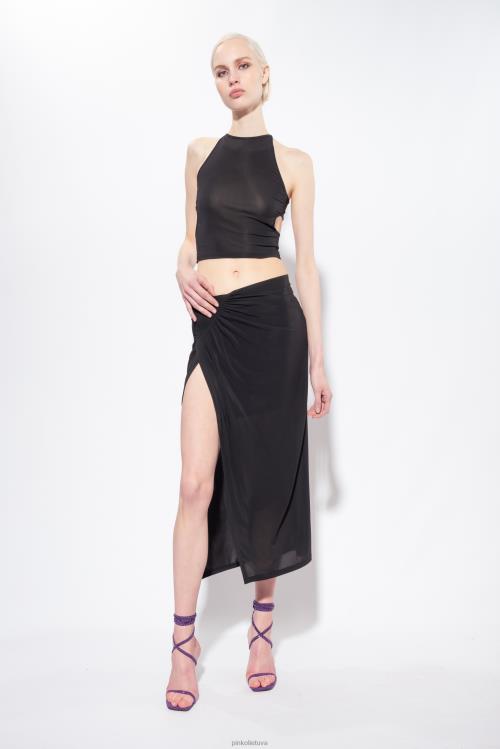 viršuje | DH06P346 skysto trikotažo crop top Pinko limuzinas juodas