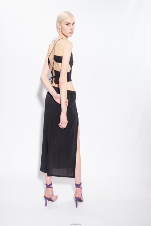 viršuje | DH06P346 skysto trikotažo crop top Pinko limuzinas juodas