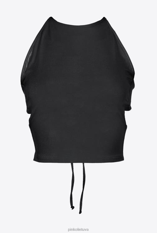 viršuje | DH06P346 skysto trikotažo crop top Pinko limuzinas juodas
