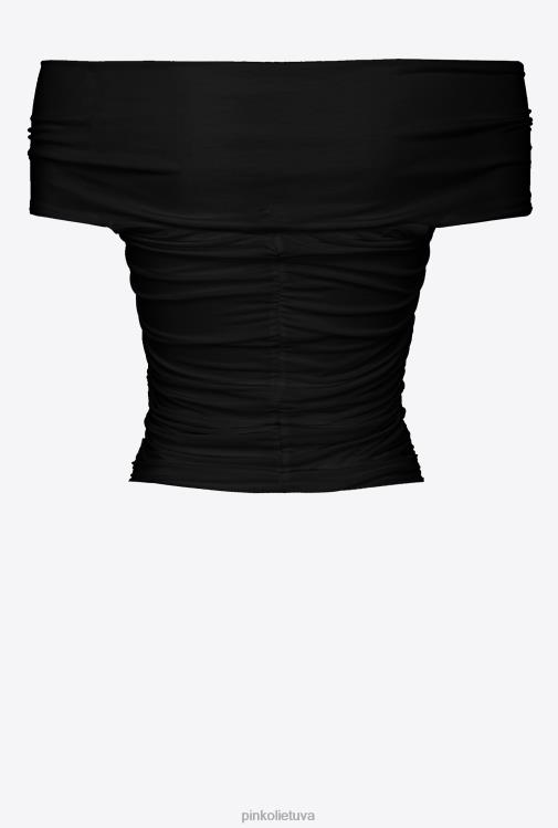 viršuje | DH06P348 skystas džersis nuo pečių Pinko limuzinas juodas