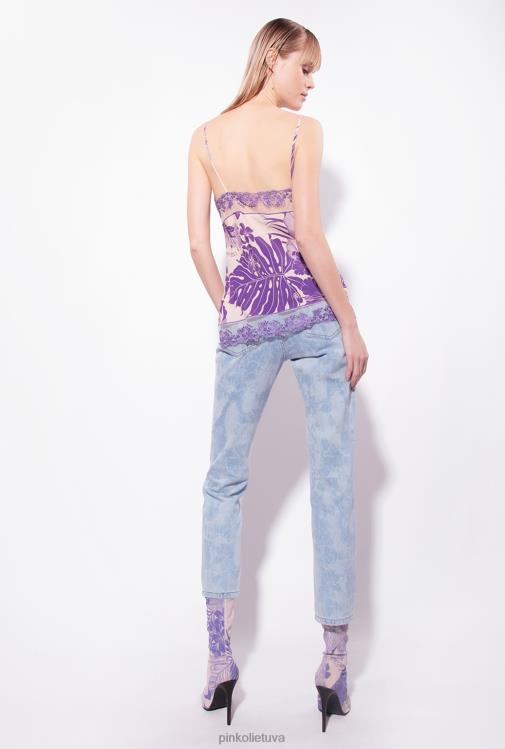 viršuje | DH06P349 tropinio rašto marokaino viršutinė dalis Pinko nuogas/violetinė