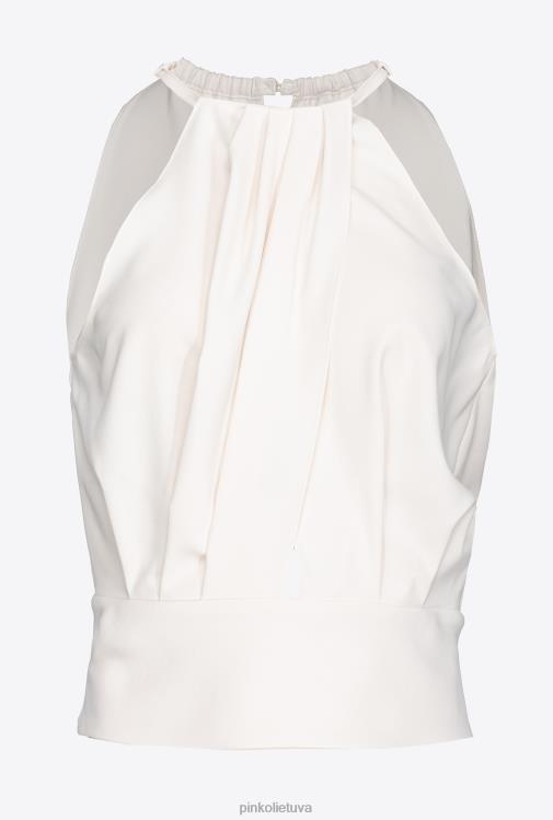 viršuje | DH06P355 tekantis krepinis pasėlių viršus Pinko šilko baltumo