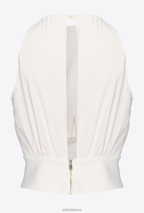 viršuje | DH06P355 tekantis krepinis pasėlių viršus Pinko šilko baltumo