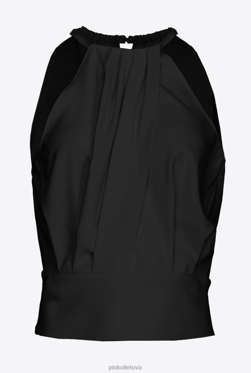 viršuje | DH06P357 tekantis krepinis pasėlių viršus Pinko limuzinas juodas