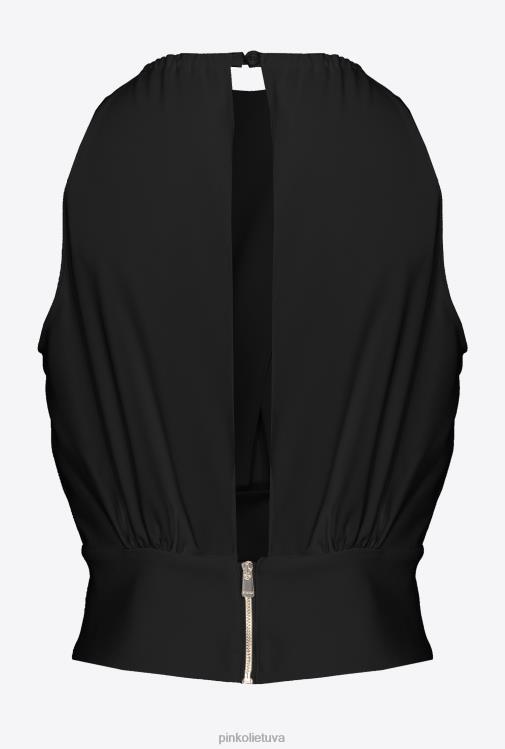 viršuje | DH06P357 tekantis krepinis pasėlių viršus Pinko limuzinas juodas