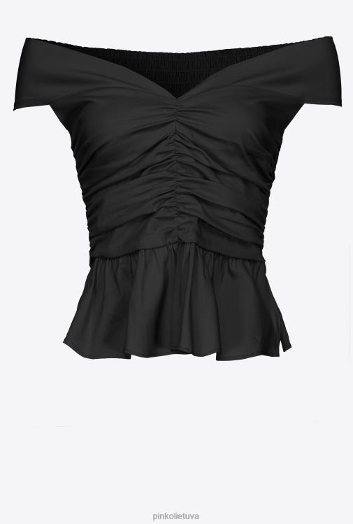 viršuje | DH06P360 Poplino viršus atvirais pečiais Pinko limuzinas juodas