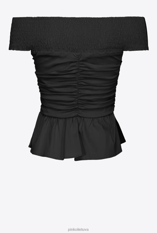 viršuje | DH06P360 Poplino viršus atvirais pečiais Pinko limuzinas juodas