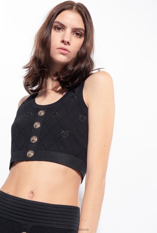 viršuje | DH06P364 monograma žakardo crop top Pinko limuzinas juodas