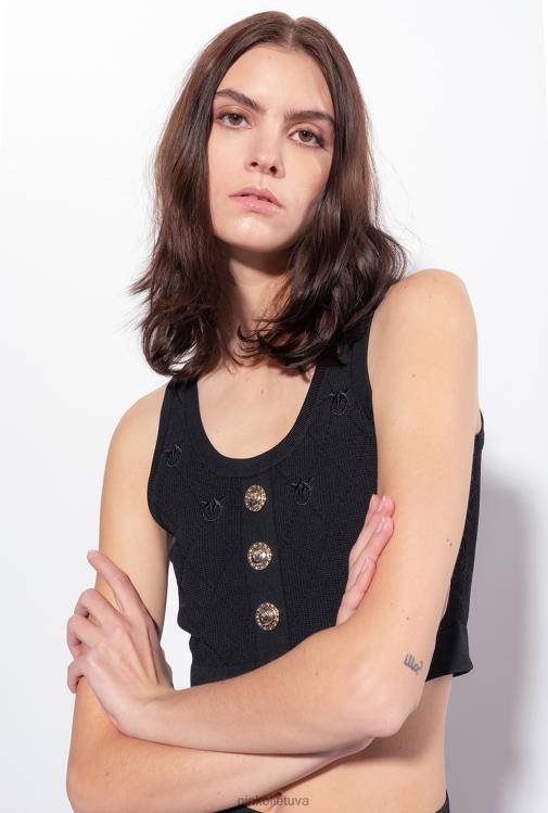viršuje | DH06P364 monograma žakardo crop top Pinko limuzinas juodas