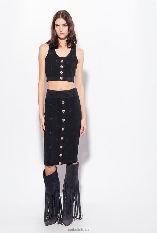 viršuje | DH06P364 monograma žakardo crop top Pinko limuzinas juodas