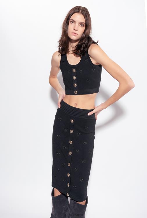 viršuje | DH06P364 monograma žakardo crop top Pinko limuzinas juodas