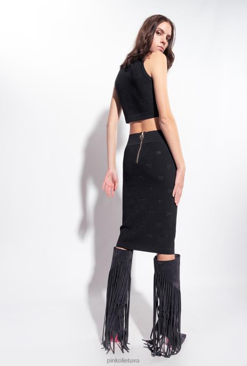 viršuje | DH06P364 monograma žakardo crop top Pinko limuzinas juodas