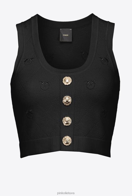 viršuje | DH06P364 monograma žakardo crop top Pinko limuzinas juodas
