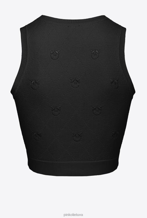 viršuje | DH06P364 monograma žakardo crop top Pinko limuzinas juodas