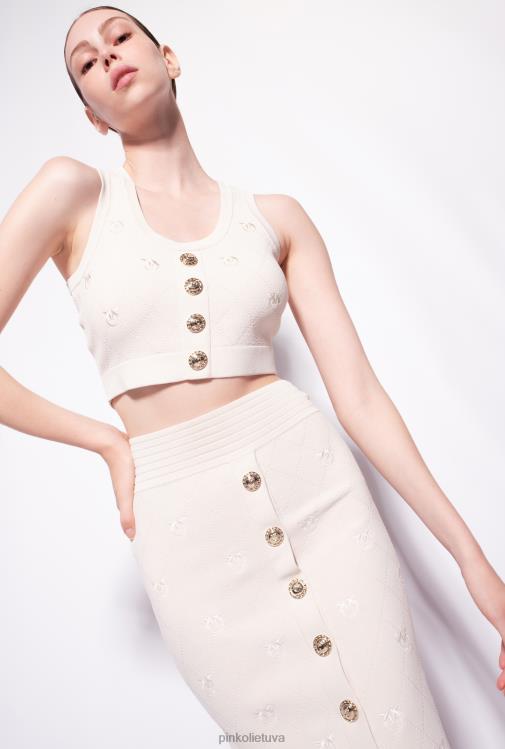 viršuje | DH06P365 monograma žakardo crop top Pinko beržo smėlio spalvos