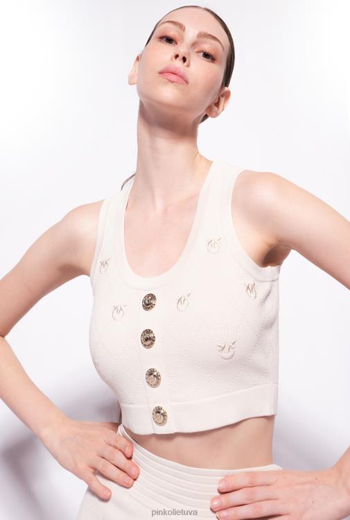 viršuje | DH06P365 monograma žakardo crop top Pinko beržo smėlio spalvos