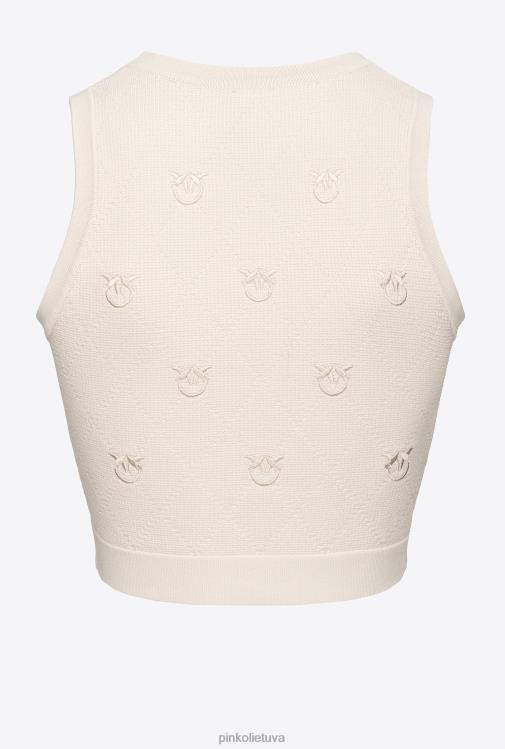 viršuje | DH06P365 monograma žakardo crop top Pinko beržo smėlio spalvos