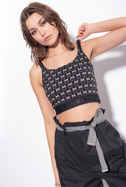 viršuje | DH06P369 monogramos viršus Pinko juoda / kreminė