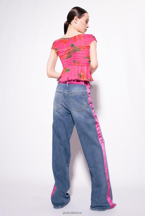 viršuje | DH06P370 gėlių rašto viršus Pinko multi fuksija/raudona