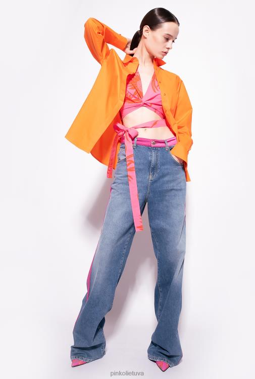 viršuje | DH06P371 viršuje su varčia ir didelėmis spausdintomis gėlėmis Pinko rožinė/raudona