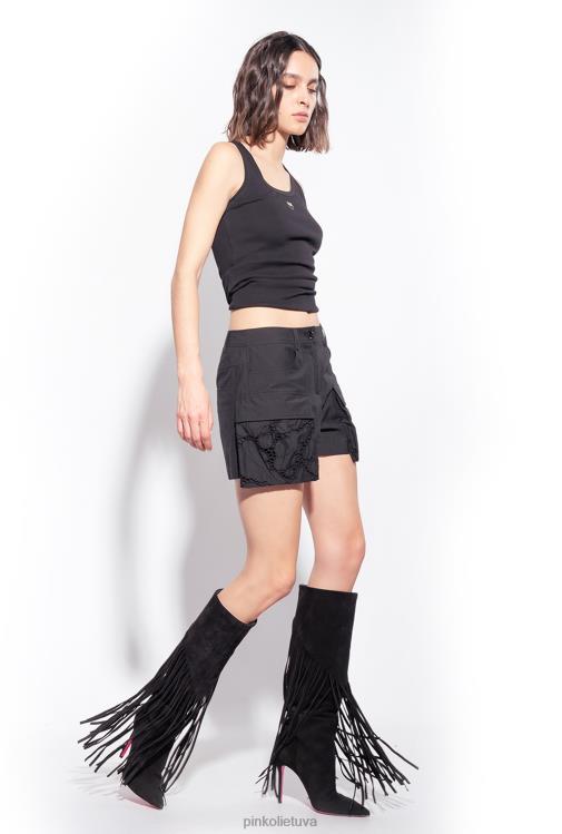 viršuje | DH06P373 batviršis su meilės paukščio siuvinėjimu Pinko limuzinas juodas