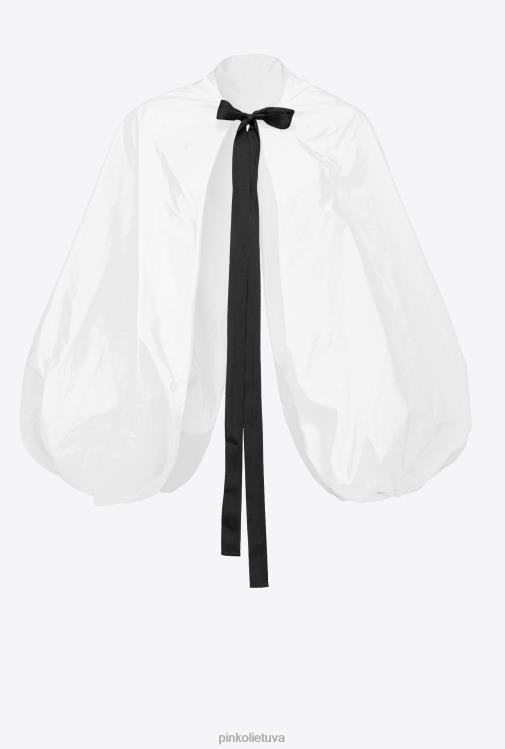 viršuje | DH06P383 taftos gūžčiojimas pečiais su balioninėmis rankovėmis Pinko beveik baltas
