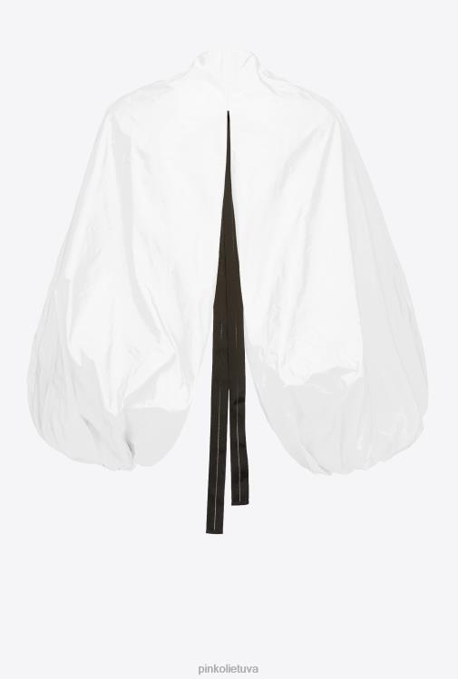 viršuje | DH06P383 taftos gūžčiojimas pečiais su balioninėmis rankovėmis Pinko beveik baltas