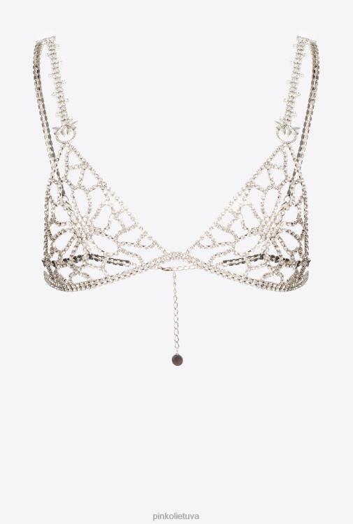 viršuje | DH06P389 brangakmenių liemenėlės viršus Pinko nikelis/kristalas