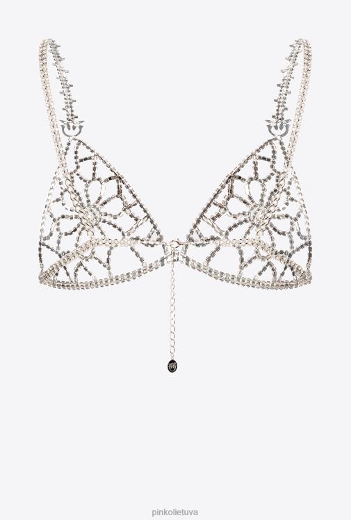 viršuje | DH06P389 brangakmenių liemenėlės viršus Pinko nikelis/kristalas