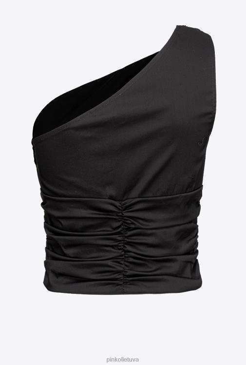 viršuje | DH06P390 ištemptas poplino vieno peties viršus Pinko limuzinas juodas