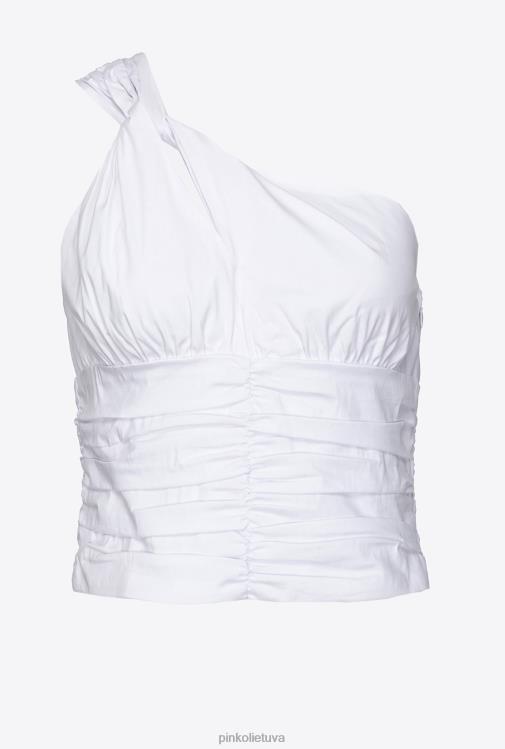 viršuje | DH06P391 ištemptas poplino vieno peties viršus Pinko ryškiai balta