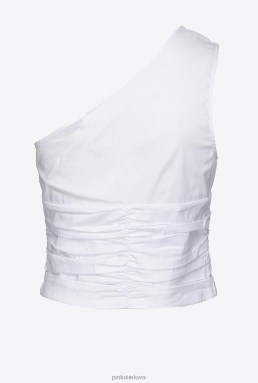 viršuje | DH06P391 ištemptas poplino vieno peties viršus Pinko ryškiai balta