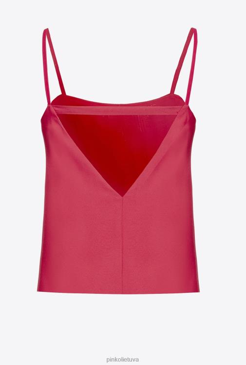 viršuje | DH06P392 stačiakampio formos blizgučiais puoštas viršus Pinko aviečių raudonumo