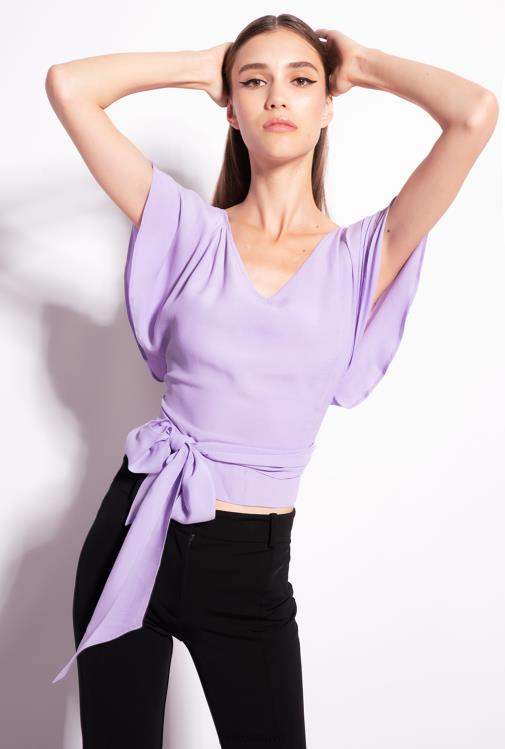 viršuje | DH06P406 krepinio marokaino viršus su varčia Pinko violetinė tulpė